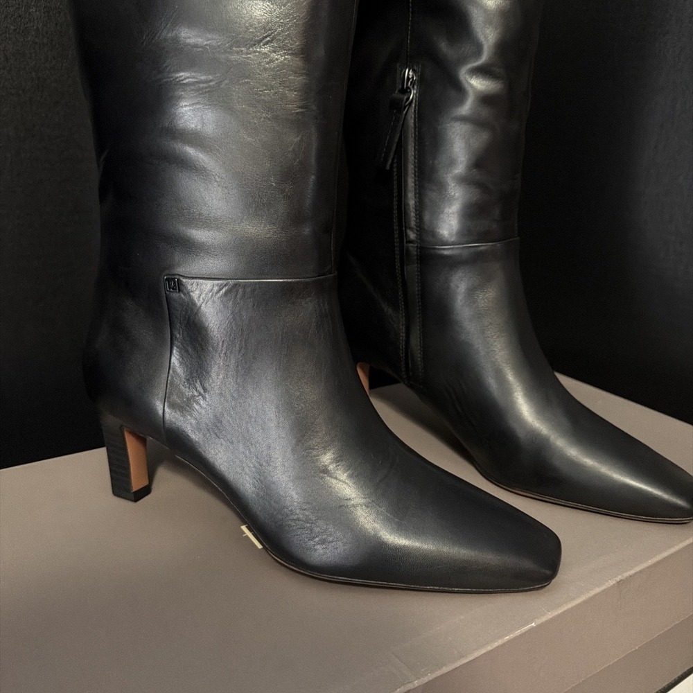 Sarto by Franco Sarto L-Timmy Black Leather Knee Boots Women's 10M US/41 EU NIB - Picture 6 of 16